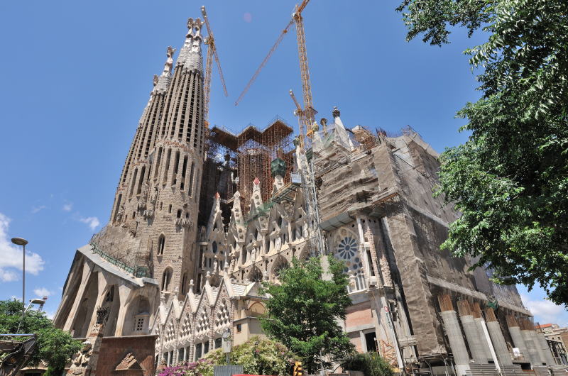 南方向から眺めた、サグラダ・ファミリア