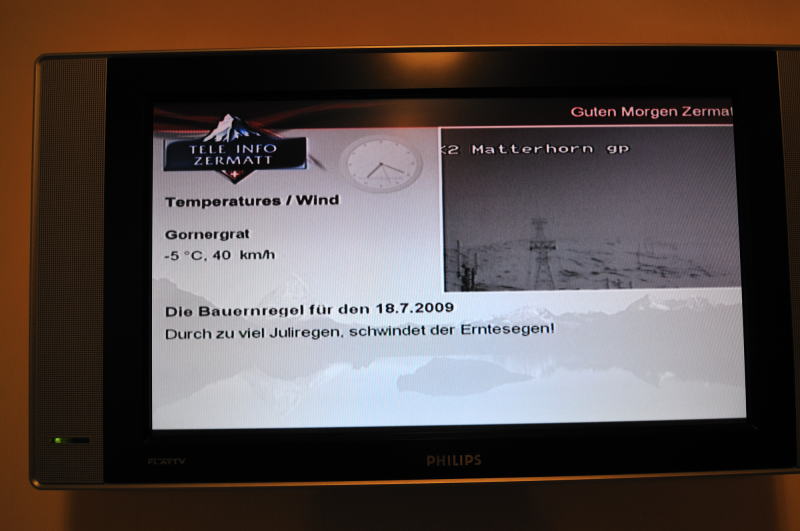 ホテル・ゾンネのモニタ(ツェルマット)