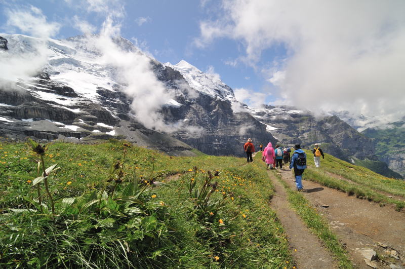 中央にシルバーホルン、その左はユングフラウ